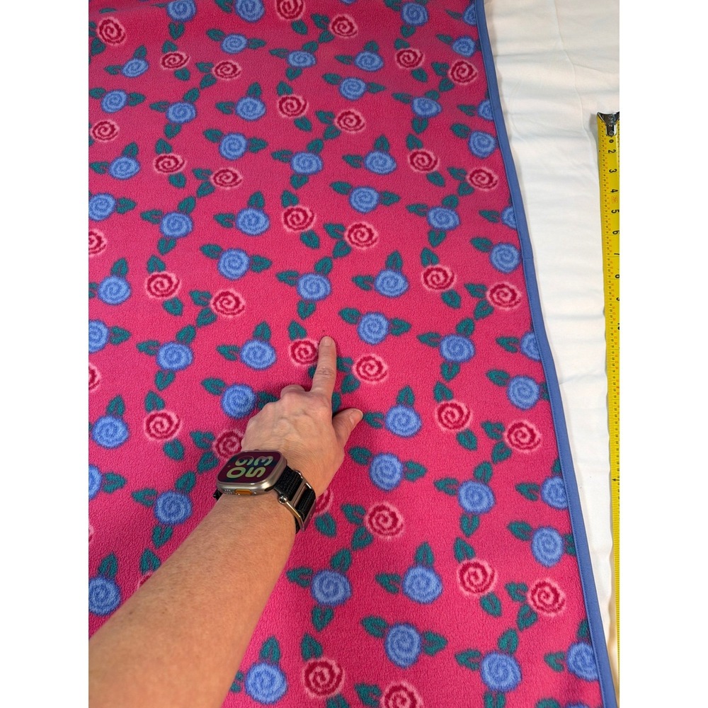 Gymboree Vintage Fleece Baby Blanket Pink Blue Rose Floral Print One Size - Picture 5 of 7